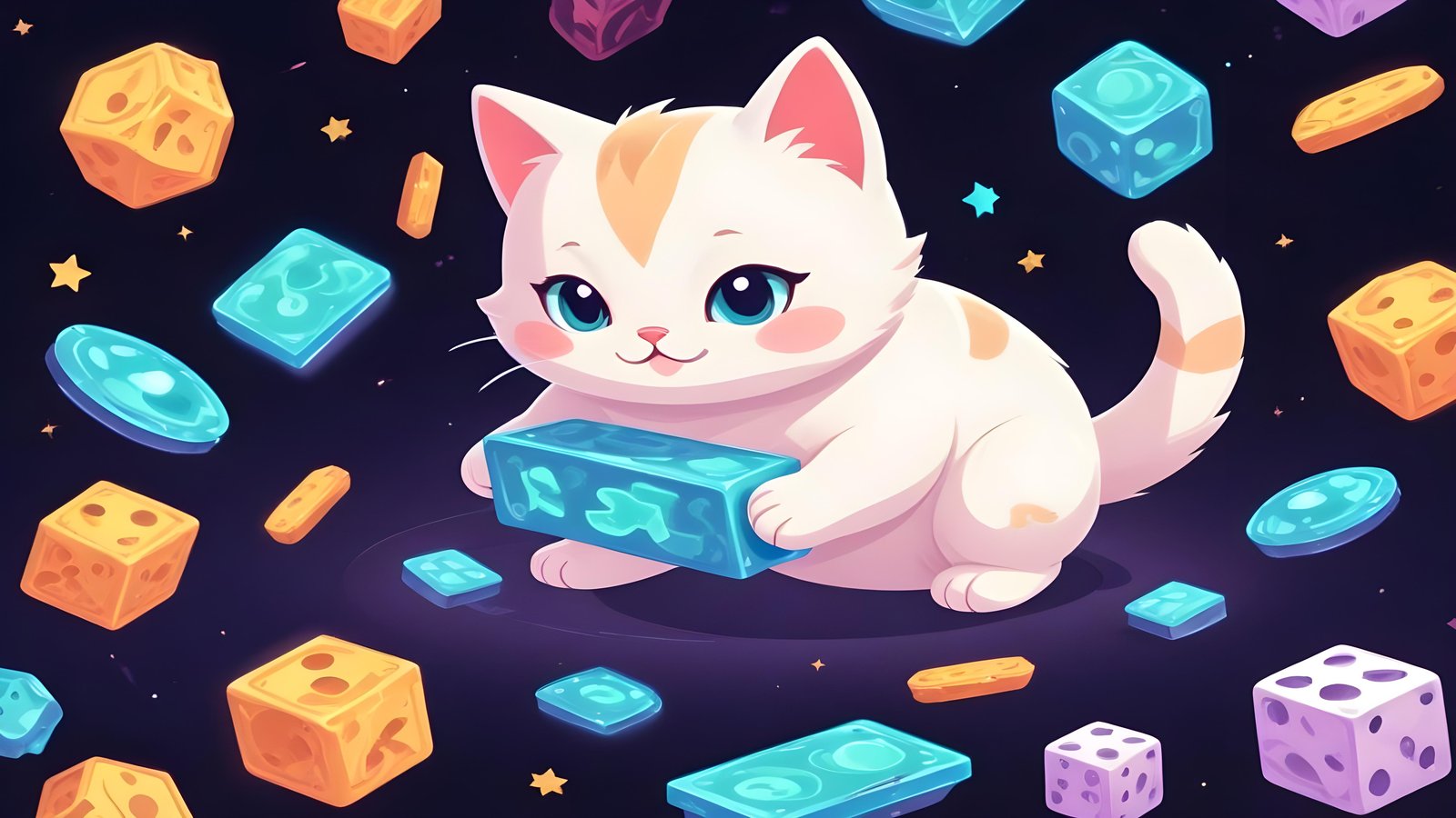 Merge Cats gameplay screen showing cat characters at different merge tiers with SOUL token rewards
